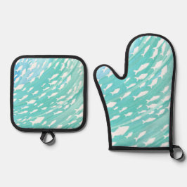 Set De Manoplas Aqua Ocean Fish Nautical