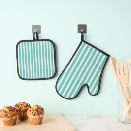 Set De Manoplas Aqua Stripes
