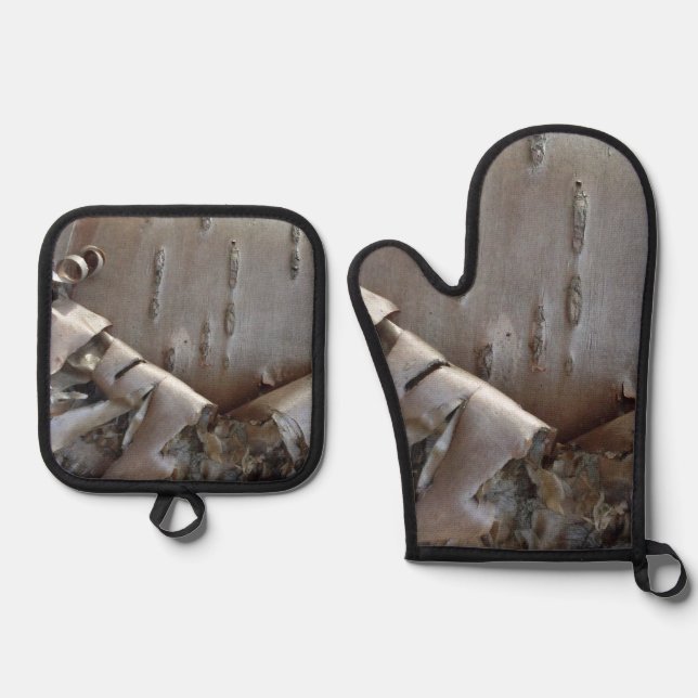 Set De Manoplas Árbol de corteza de abedul rizado rústico (Anverso)