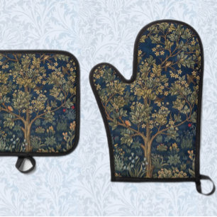 Set De Manoplas Árbol de la Vida vintage de William Morris