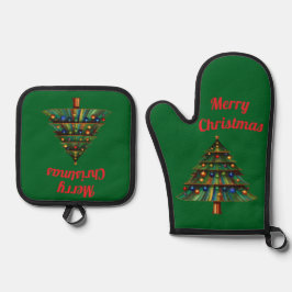 Set De Manoplas Árbol de Navidad Festivo y Alegre Fiesta