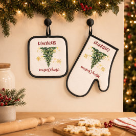 Set De Manoplas Árbol de Navidad personalizado para la abuela