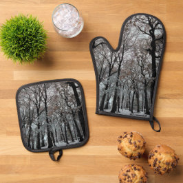 Set De Manoplas Árboles con nieve