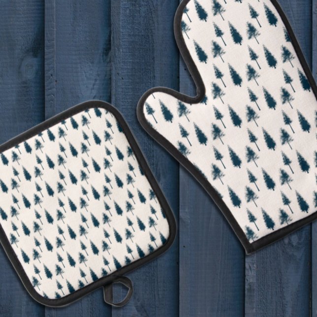 Set De Manoplas Árboles de invierno azul de la marina (Subido por el creador)