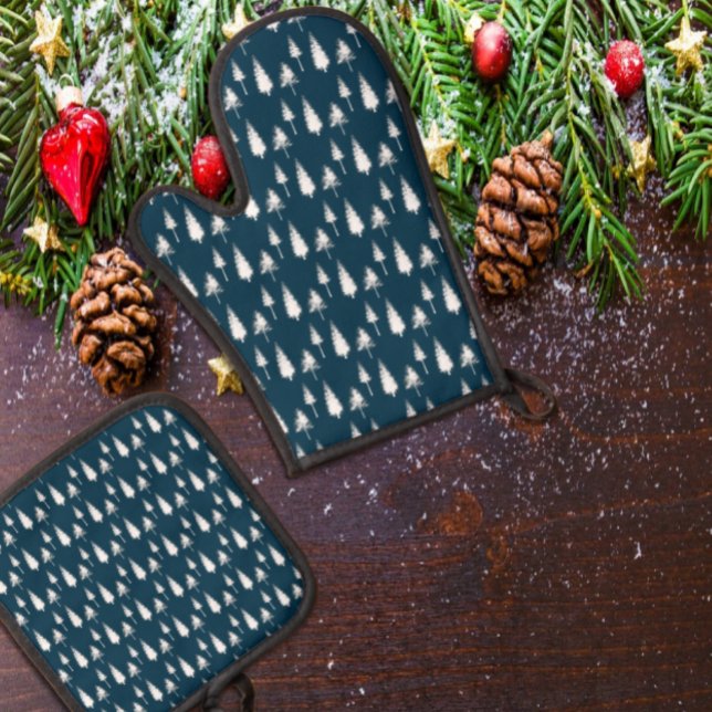 Set De Manoplas Árboles de invierno azul de la marina (Subido por el creador)