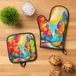 Set De Manoplas Árboles del arcoiris: Vivid Forest