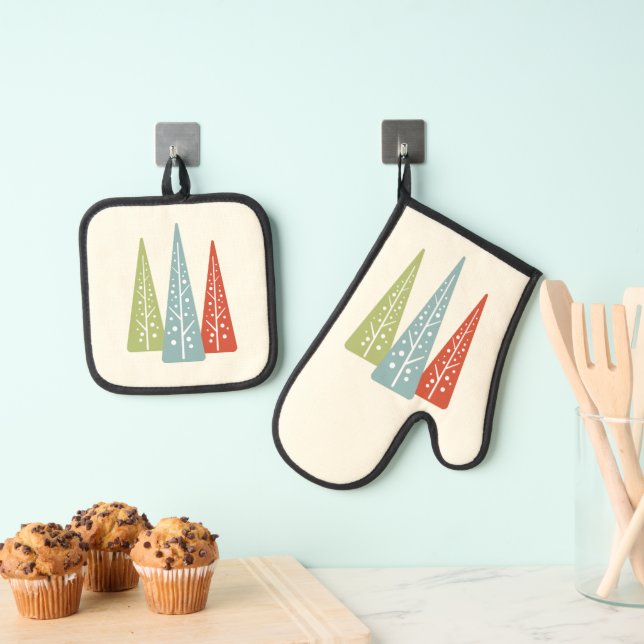 Set De Manoplas Árboles navideños modernos del siglo medio (Insitu (colgante))