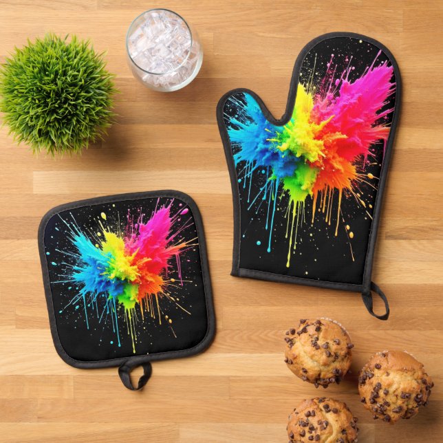 Set De Manoplas Arcoiris Splash Powder Art (De arriba hacia abajo)