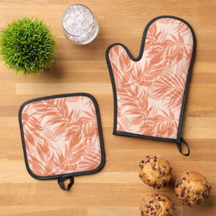 Set De Manoplas Areca Palms Hawaiian Tropical Vintage Rubor