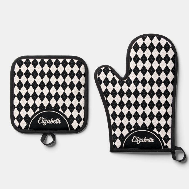 Set De Manoplas Arlequín negro argelino personalizado (Anverso)