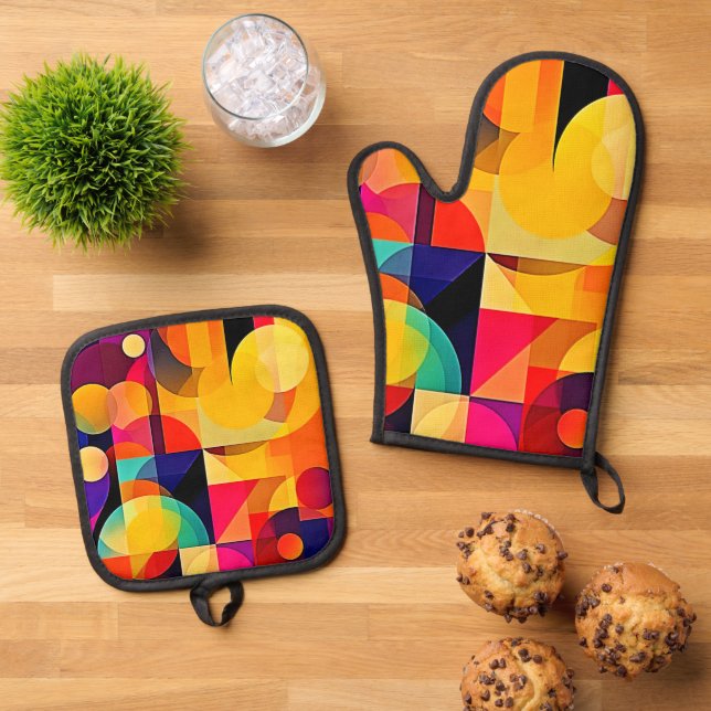 Set De Manoplas Armonía geométrica vibrante (De arriba hacia abajo)