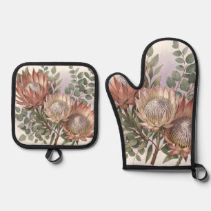 Set De Manoplas Arreglo botánico de eucalipto protea rosa