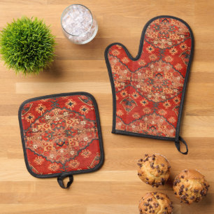 Set De Manoplas Arroz vieja de vintage oriental Dhurrie Kilim Rug