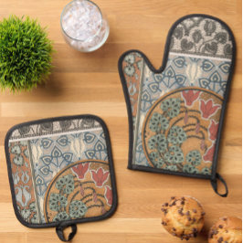 Set De Manoplas Art nouveau Cyclamen floral Eugene Grasset elegant