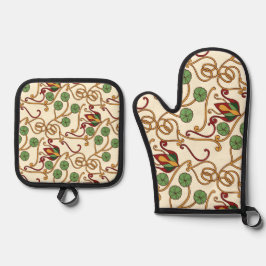 Set De Manoplas Art Nouveau-inspired floral design