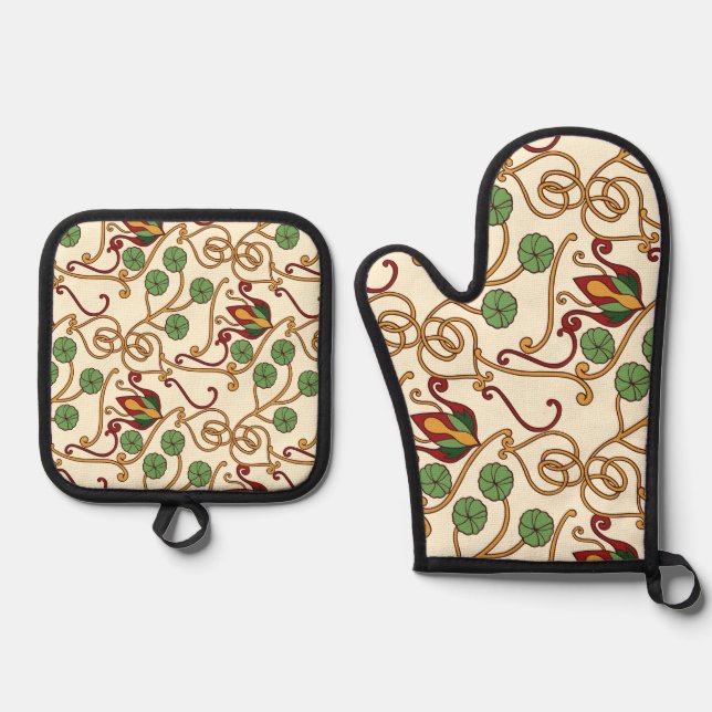 Set De Manoplas Art Nouveau-inspired floral design (Anverso)