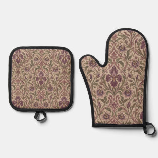 Set De Manoplas Art Nouveau vintage Iris & Passionflower Damask