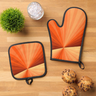 Set De Manoplas Arte abstracto moderno naranja rojo vainilla fract