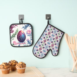 Set De Manoplas Arte botánico de huevo de Pascua elegante