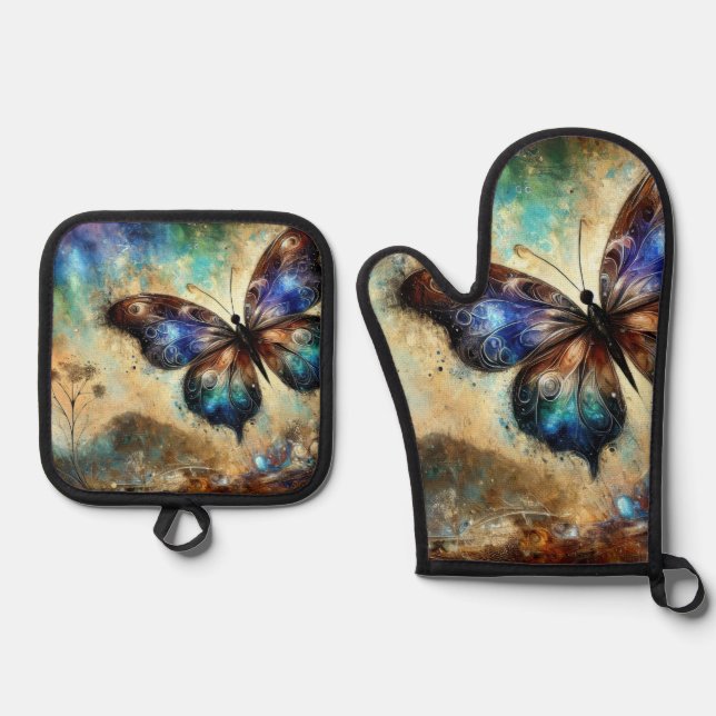 Set De Manoplas Arte de fantasía de mariposa cósmica (Anverso)