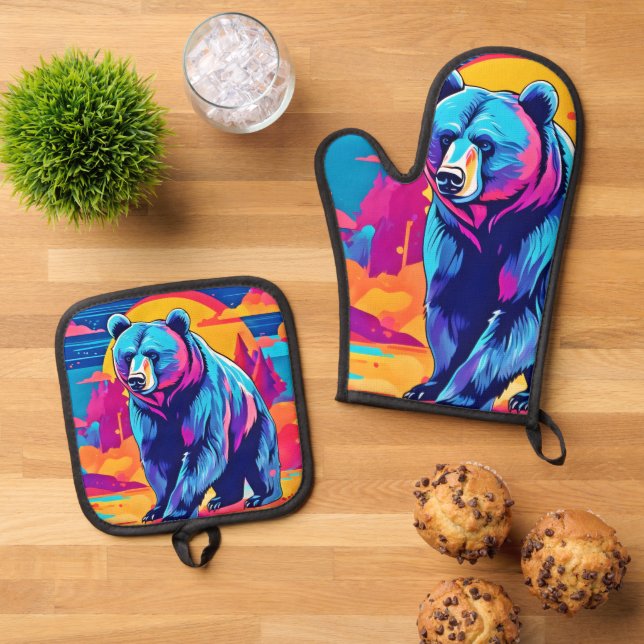 Set De Manoplas Arte de oso vibrante (De arriba hacia abajo)