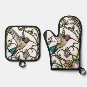 Set De Manoplas Arte de pájaro mosca elegante botánico boho chic