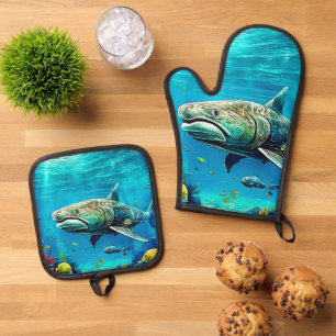 Set De Manoplas Arte de tiburón depredador del océano
