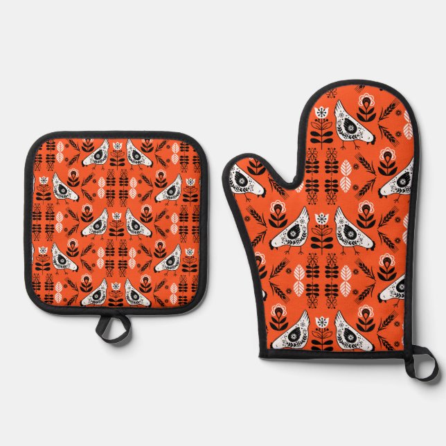Set De Manoplas Arte popular de Chicken Hen (Anverso)