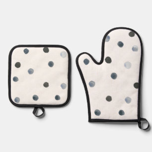 Set De Manoplas Artesano moderno puntos gris negro cocina minimali