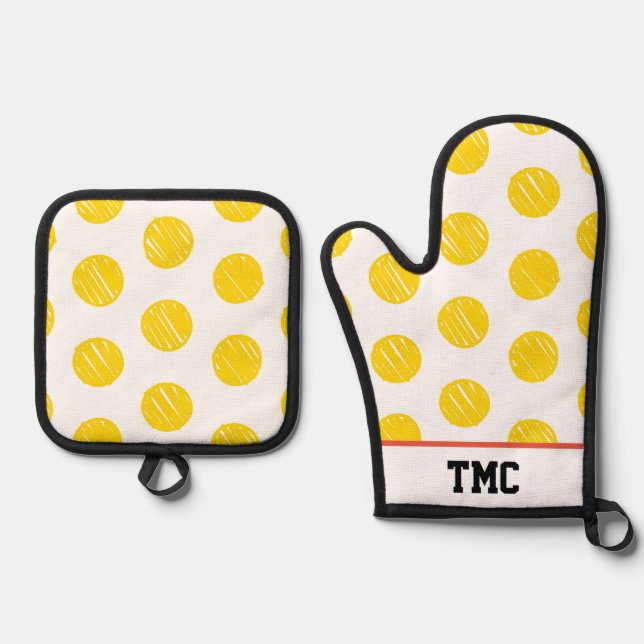 Set De Manoplas Artisan Polka Dots Pickleball INITIALES Diversión  (Anverso)
