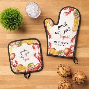 Set De Manoplas Asado Personalizado de Langostinos Familiares