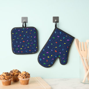 Set De Manoplas Asiria ALphabet Oven Mitt y Pot Holders