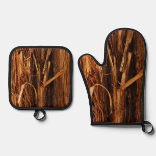 Set De Manoplas Aspecto de la corteza de madera con textura de ced