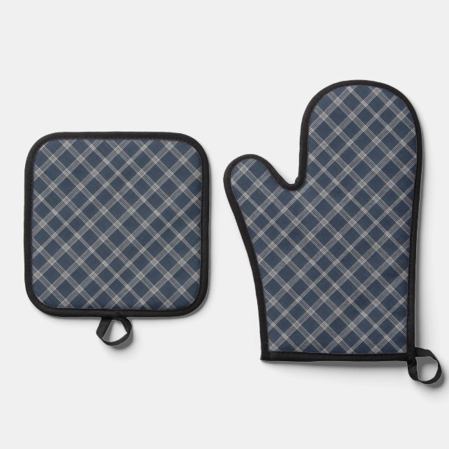 Set De Manoplas Aspecto de mezclilla azul y blanco (Anverso)