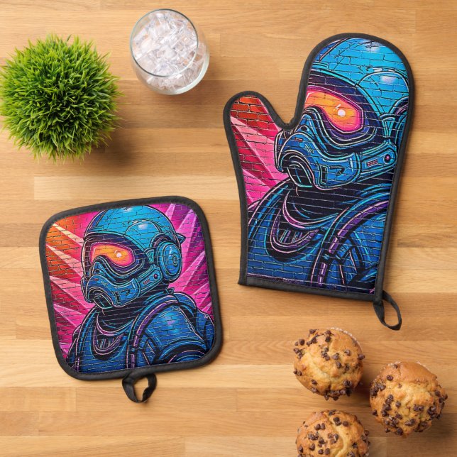 Set De Manoplas Astronauta Neon Cyberpunk (De arriba hacia abajo)