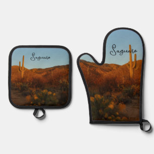 Set De Manoplas Atardecer de Saguaro I Paisaje del desierto de Ari