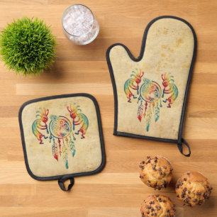 Set De Manoplas Atrapasueños de ballena Kokopelli nativo americano
