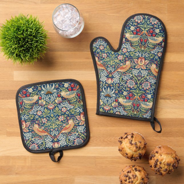 Set De Manoplas Aves ladronas de William Moris Strawberry (De arriba hacia abajo)