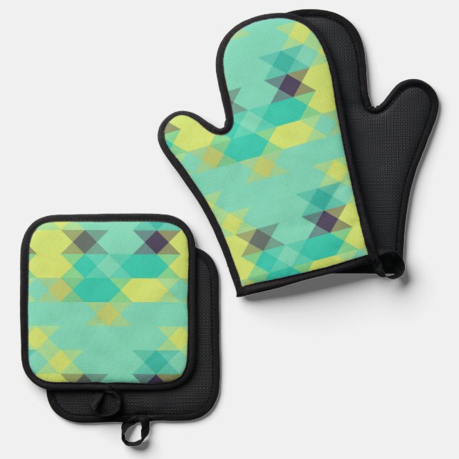 Set De Manoplas azul amarillo turquesa amarillo y aqua (Anverso/Reverso)