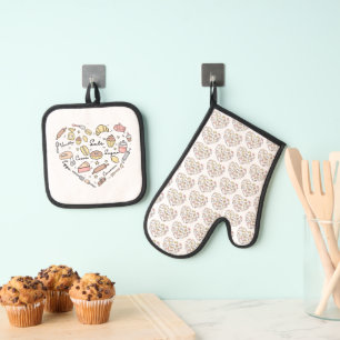 Set De Manoplas Baker Heart Funny Bakery Baking Pastry Chef