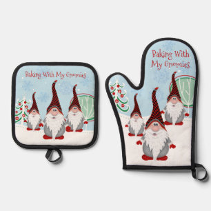 Set De Manoplas Baking lindo con mis Navidades de Gnomies Gnome Xm