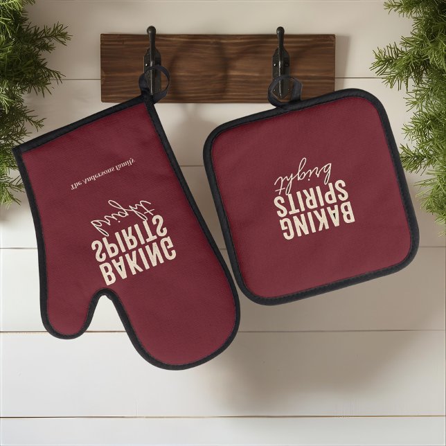 Set De Manoplas Baking Spirits Bright Borgoña Navidad (Subido por el creador)
