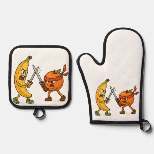 Set De Manoplas Banana vs. Naranja Ninja - Batalla épica de frutas