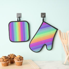 Set De Manoplas Banda arcoiris de Pastel brillante