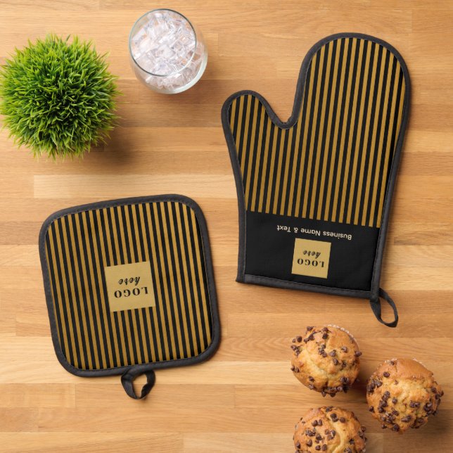 Set De Manoplas Banda de oro y negro personalizado (De arriba hacia abajo)
