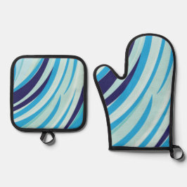 Set De Manoplas Banda diagonal azul abstracta