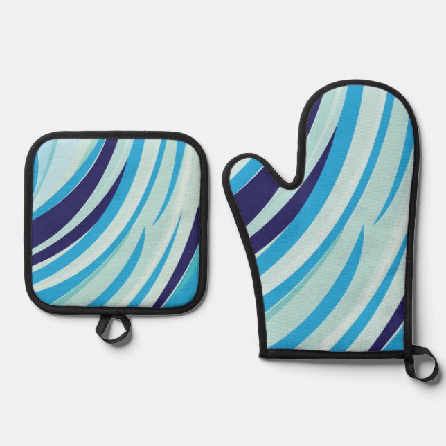 Set De Manoplas Banda diagonal azul abstracta (Anverso)