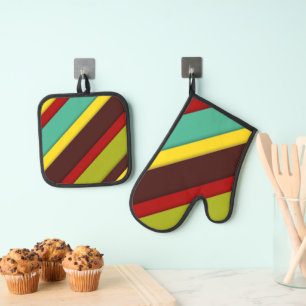 Set De Manoplas Bandas diagonales multicolores