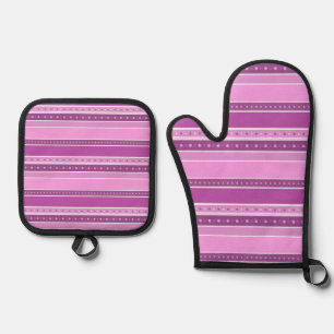 Set De Manoplas Bandas rosas lilas horizontales con decoración de