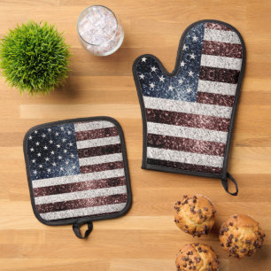 Set De Manoplas Bandera de Estados Unidos fino chispeo patriótico
